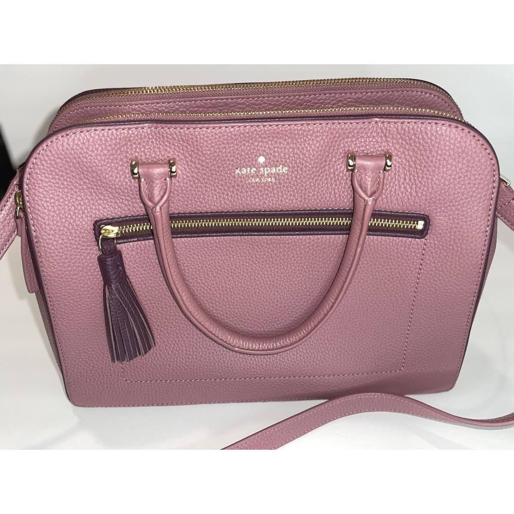 Kate Spade Mauve/Rose Leather Kalen Chester Street Satchel Bag Three Compartment